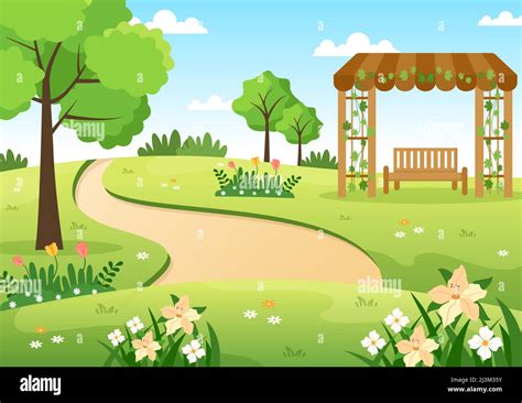 beautiful garden cartoon|flower garden background cartoon.